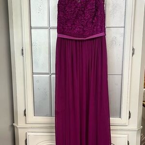 David's Bridal Magenta Lace Dress